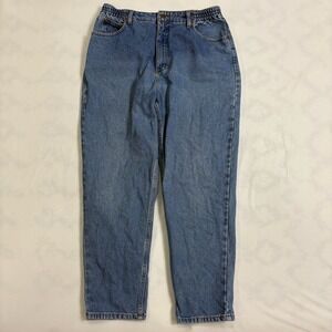 90s LL Bean Jeans Women's Petite 14 Relaxed Fit Light Blue Denim Elastic Waist